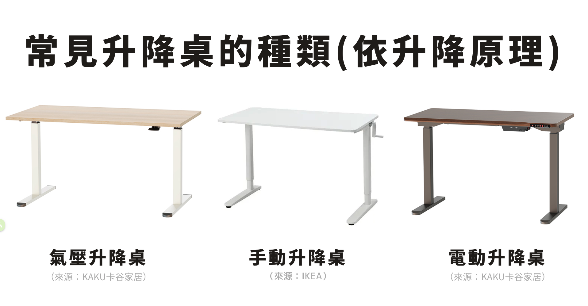 常見升降桌種類